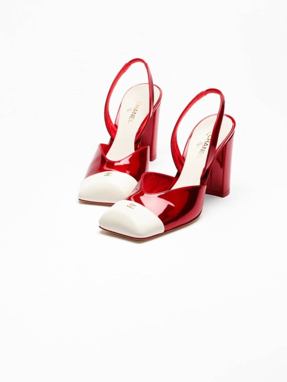 CHANEL Red & Ivory Slingbacks - Picture 9 of 9
